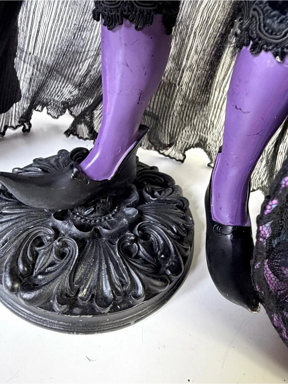 24” Victorian Gothic Witch Figurine Purple Black Halloween Display